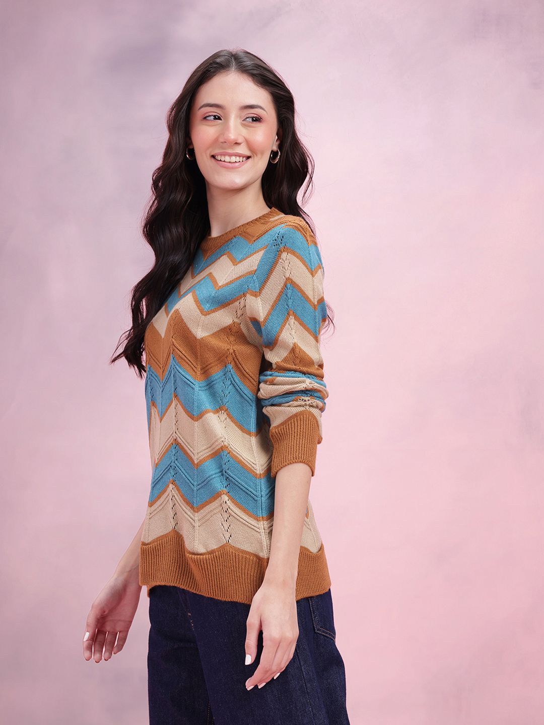 DressBerry Women Chevron Acrylic Pullover