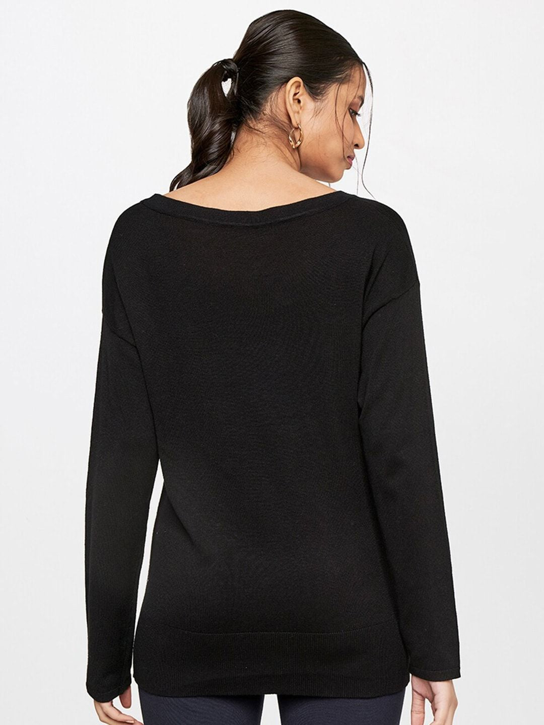 AND Women Black Geometric Print Top