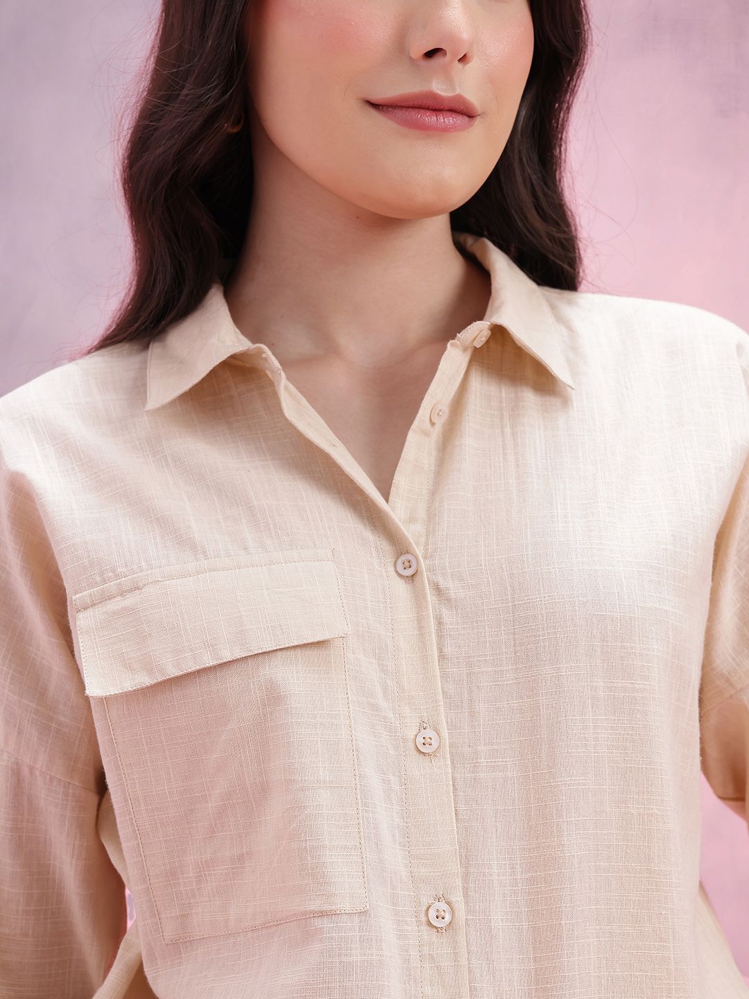 DressBerry Cotton Pocket Detail Casual Shirt With Toggles