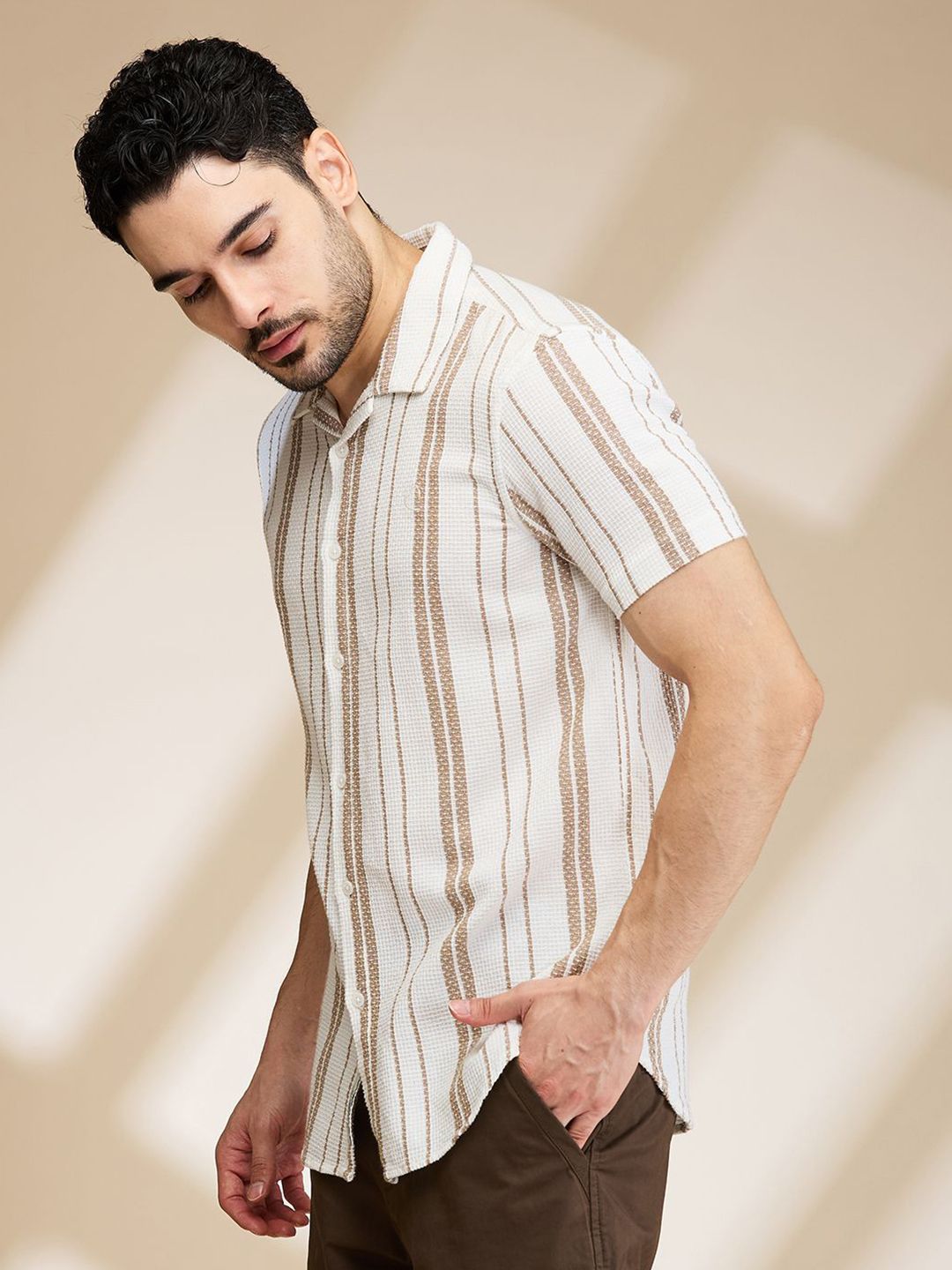 Being Human Men Slim Fit Opaque Striped Casual Shirt