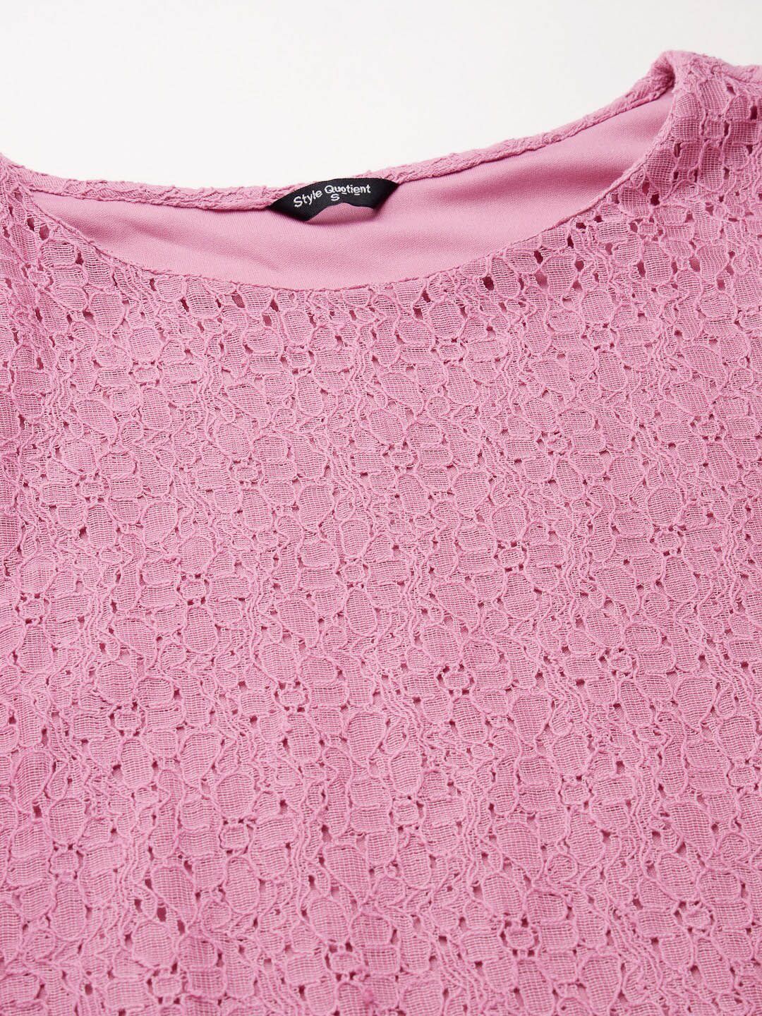 Style Quotient Schiffli Puff Sleeve Cotton Regular Top