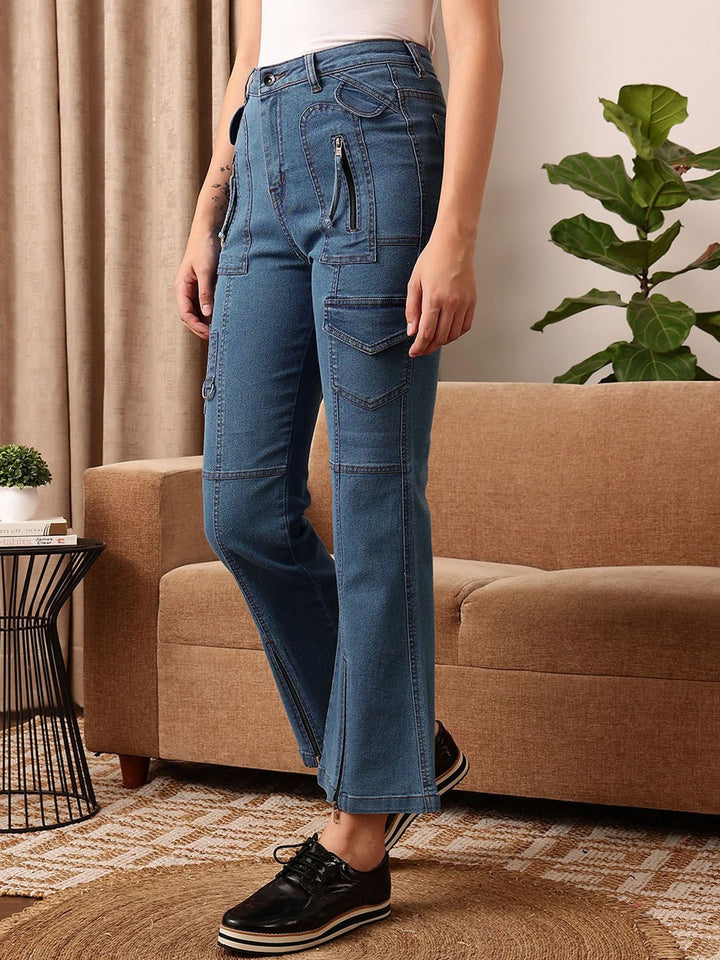 STREET 9 Women Comfort Bootcut Clean Look Cropped Jeans
