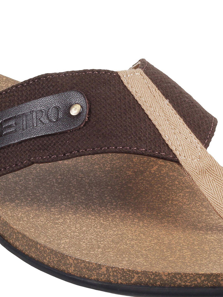 Metro Men Brown & Black Comfort Sandals