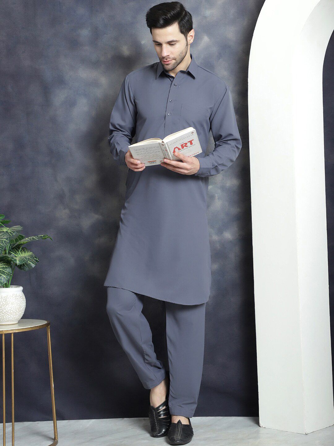 Jompers Shirt collar Regular Pathani Kurta With Salwar