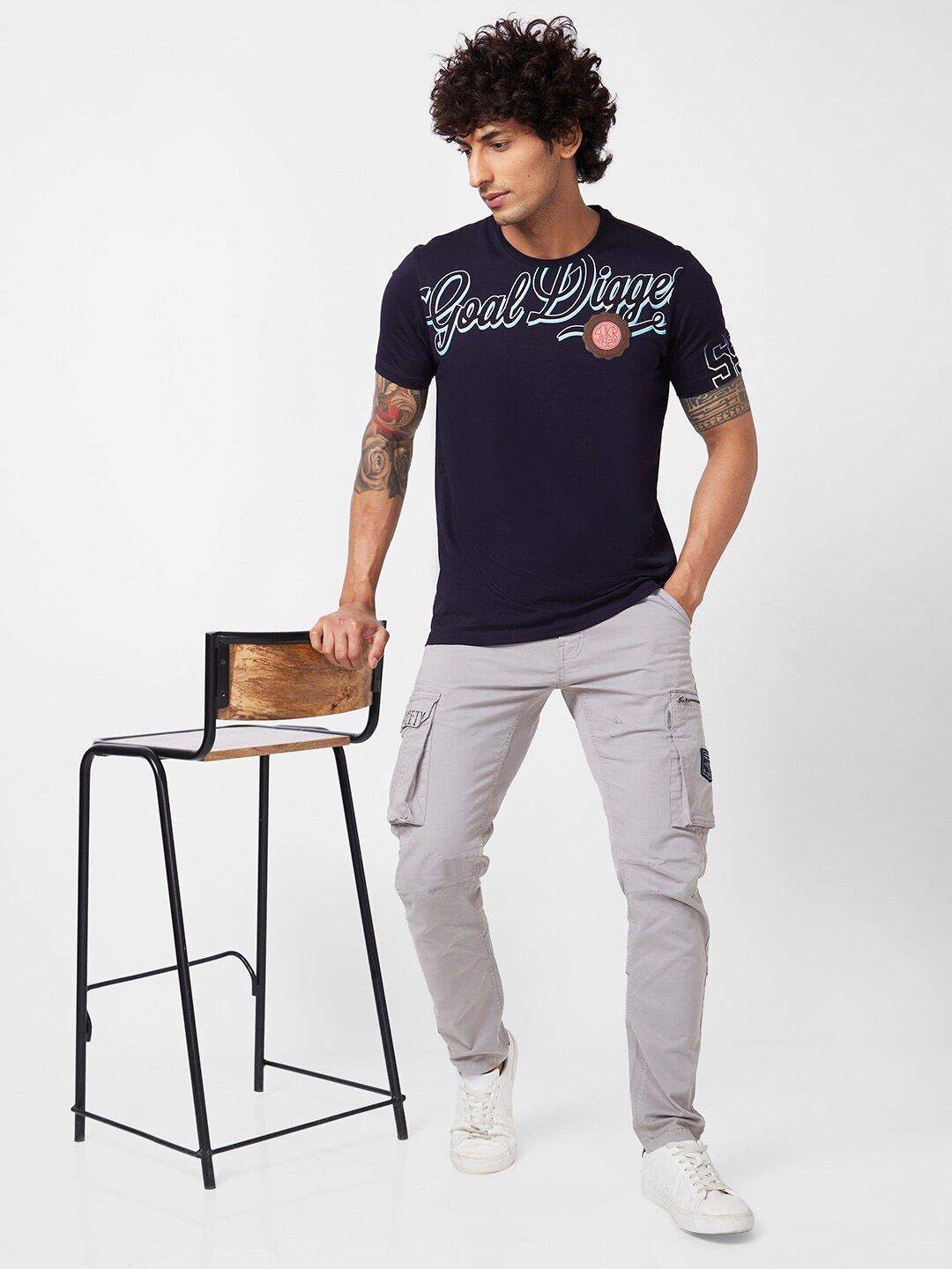 SPYKAR Typography Printed Slim Fit Cotton T-Shirt