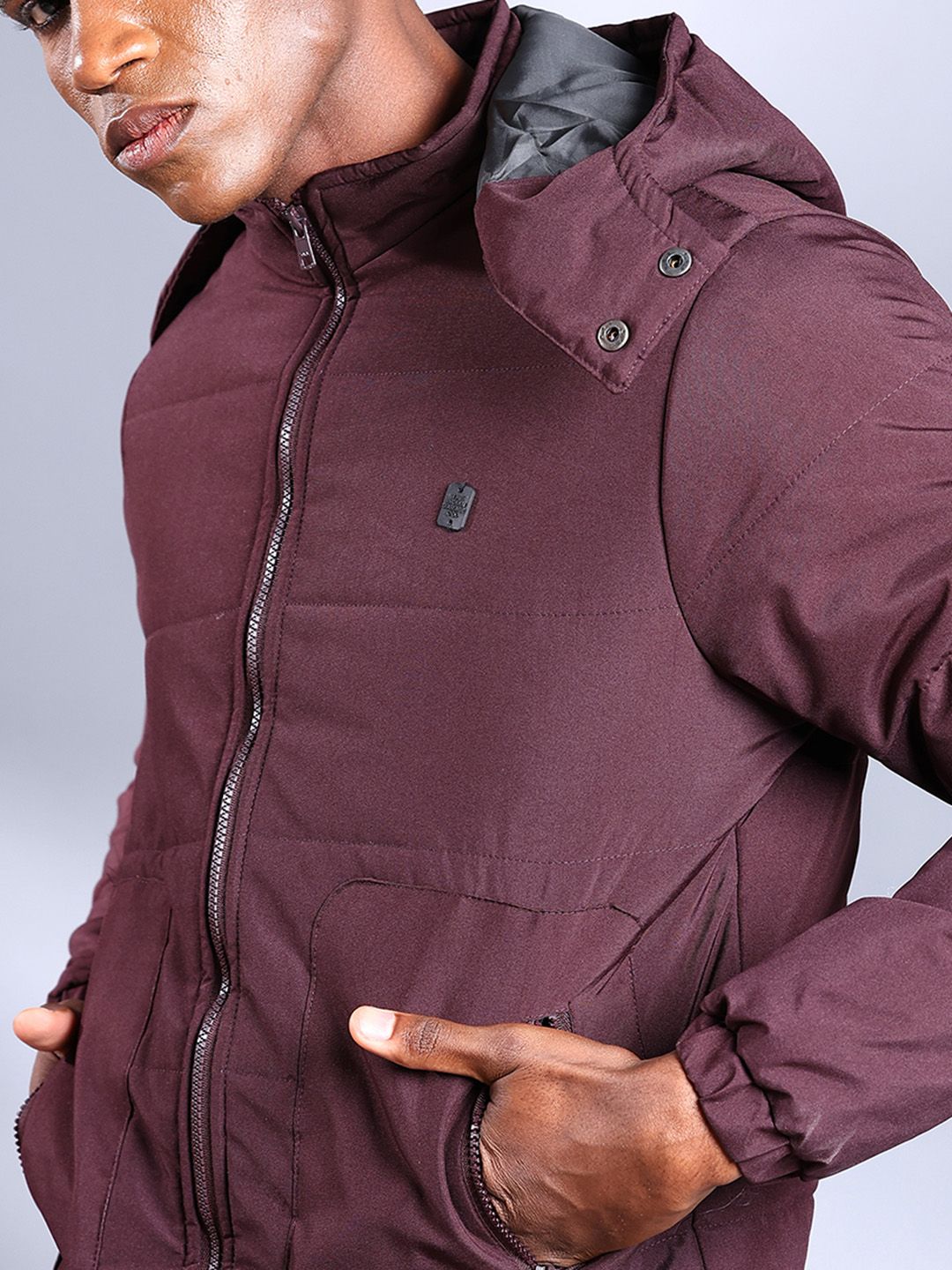 The Indian Garage Co Men Zip-Front Bomber Jacket with Detachable Hood