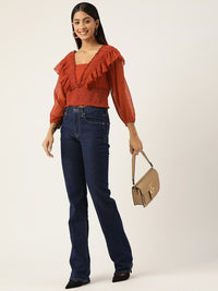 Antheaa Woman Frilled Crop Top