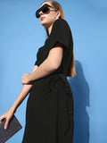 Athena Women Black Solid Cut-Out Detail Sheath Dress