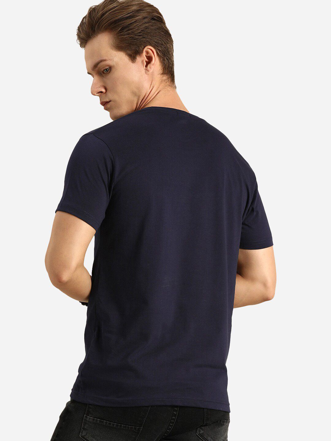 Bewakoof Men Navy Blue Typography Printed T-shirt