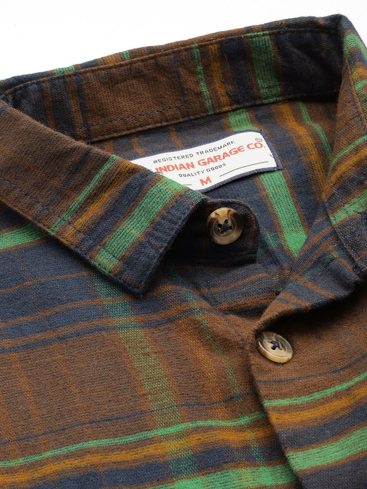 The Indian Garage Co Men Regular Fit Checkered Double Flap Casual Shirt