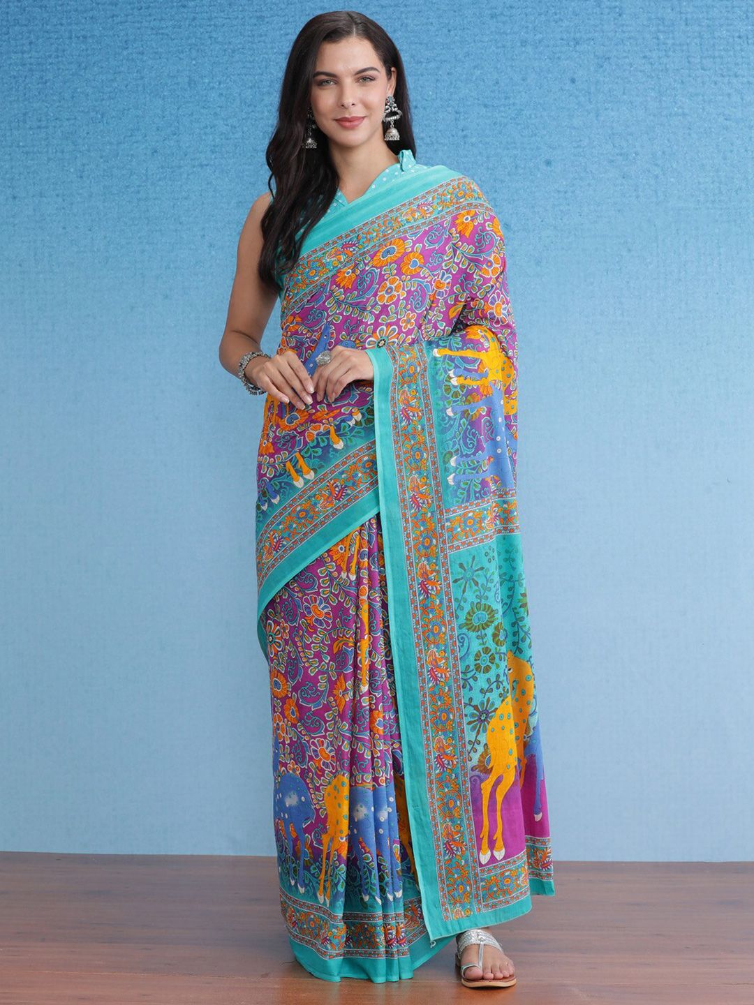 Saree mall Kalamkari Pure Cotton Bagru Sarees