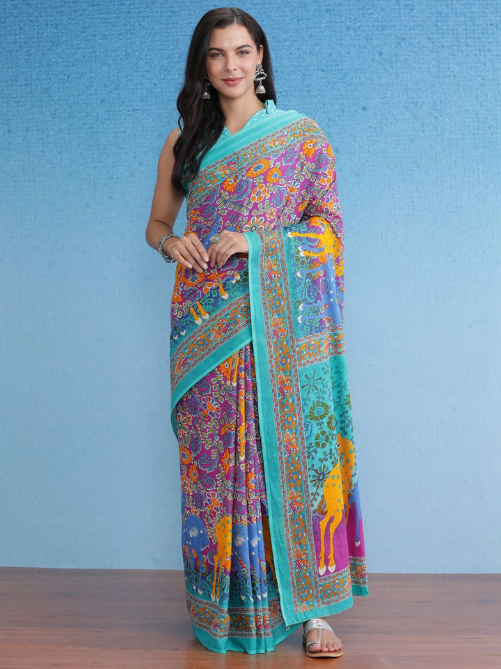 Saree mall Kalamkari Pure Cotton Bagru Sarees