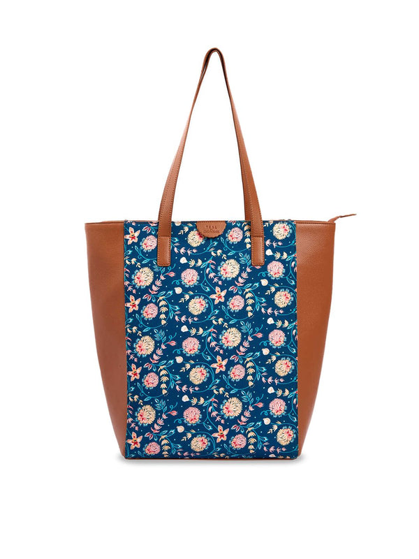 TEAL BY CHUMBAK Floral Printed Tote Bag