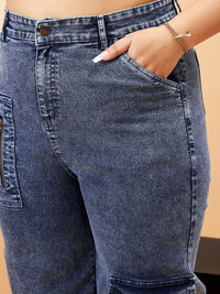 SASSAFRAS Curve Women Plus Size Comfort High-Rise Light Fade Stretchable Jeans