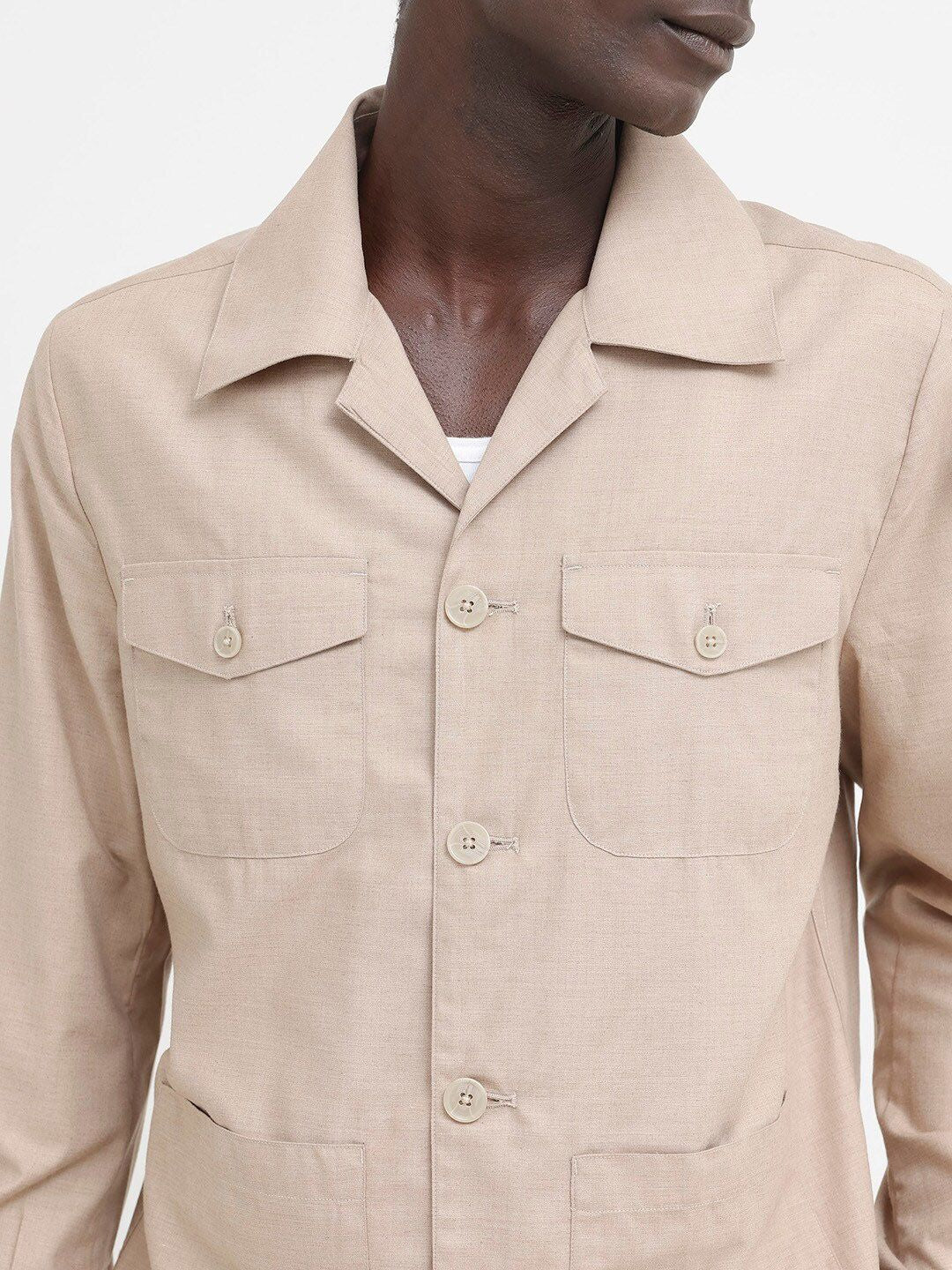 RARE RABBIT Men Echos Spread Collar Long Sleeves Shackets