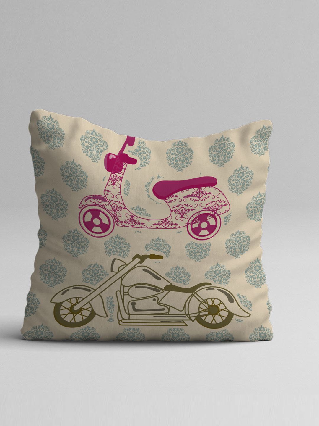 STITCHNEST Set Of 5 Teal & White Ethnic Motifs Square Cushion Covers
