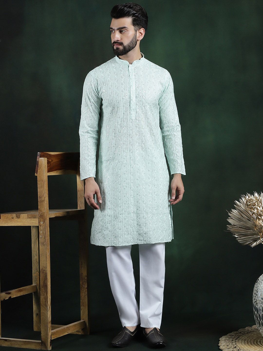 SOJANYA LUXE Floral Embroidered Regular Thread Work Kurta with Pyjamas