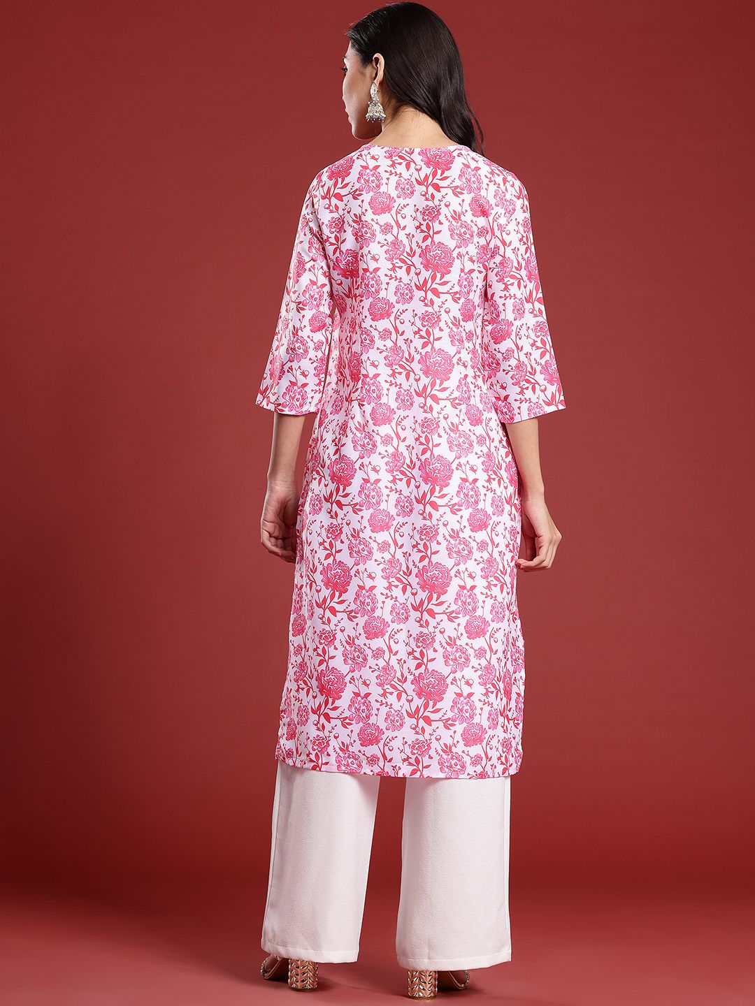 Anouk Floral Print Straight Kurta
