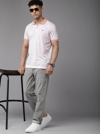 Park Avenue Men Geometric Print Polo Collar Slim Fit T-shirt