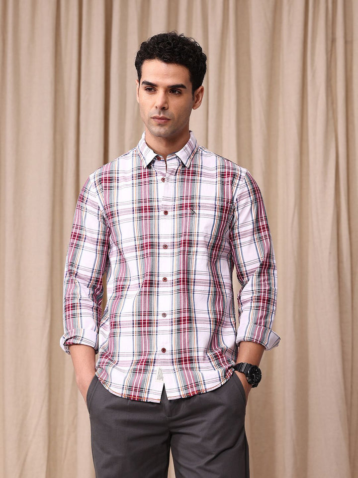 Mr Bowerbird Men Tailored Fit Tartan Checks Opaque Pure Cotton Casual Shirt
