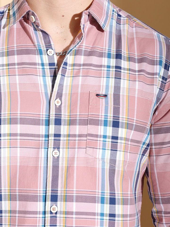 The Indian Garage Co Slim Fit Tartan Checked Twill Casual Shirt
