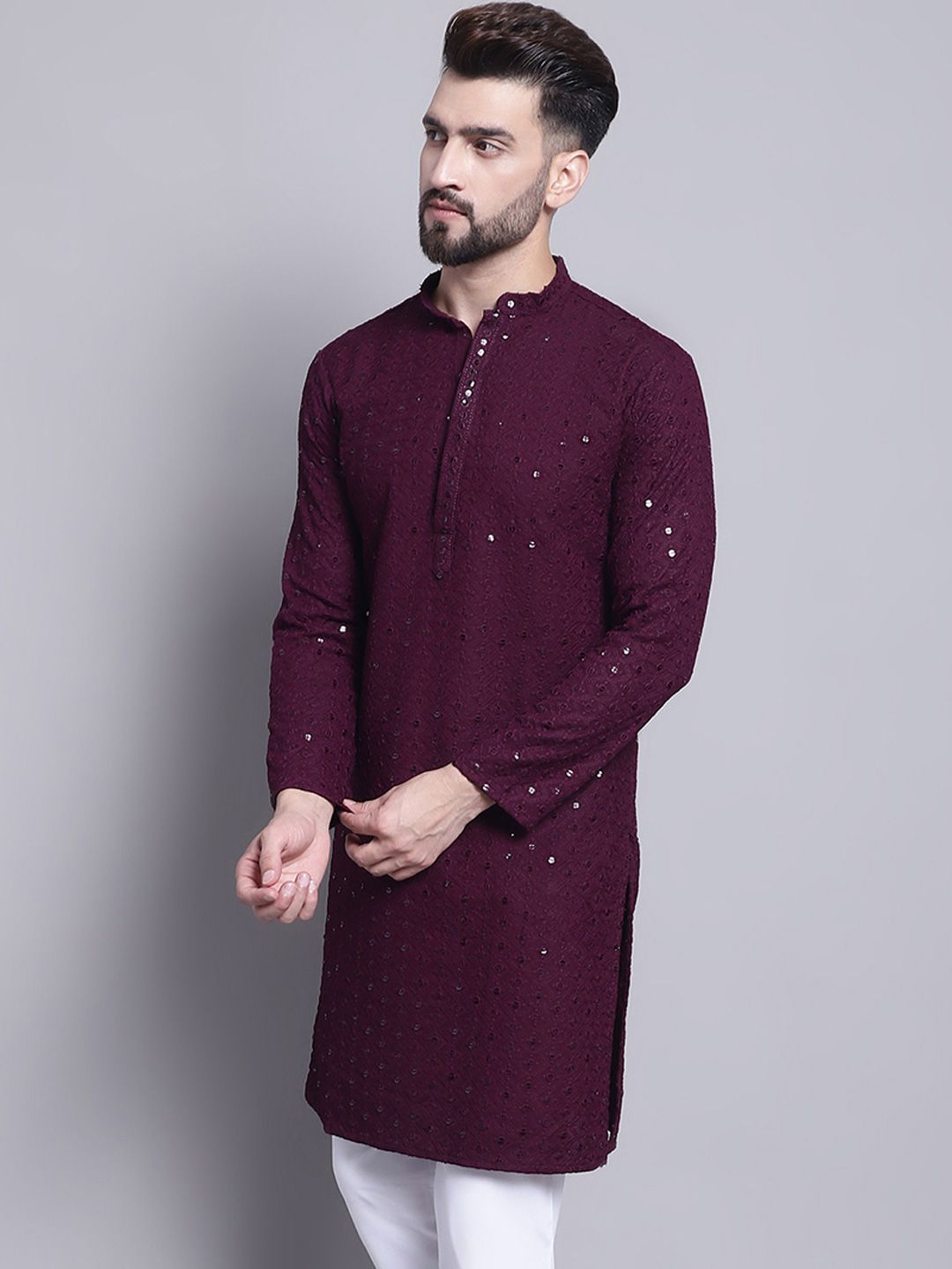 SOJANYA Lelaki Motif Etnik Kurta Bersulam Labuci