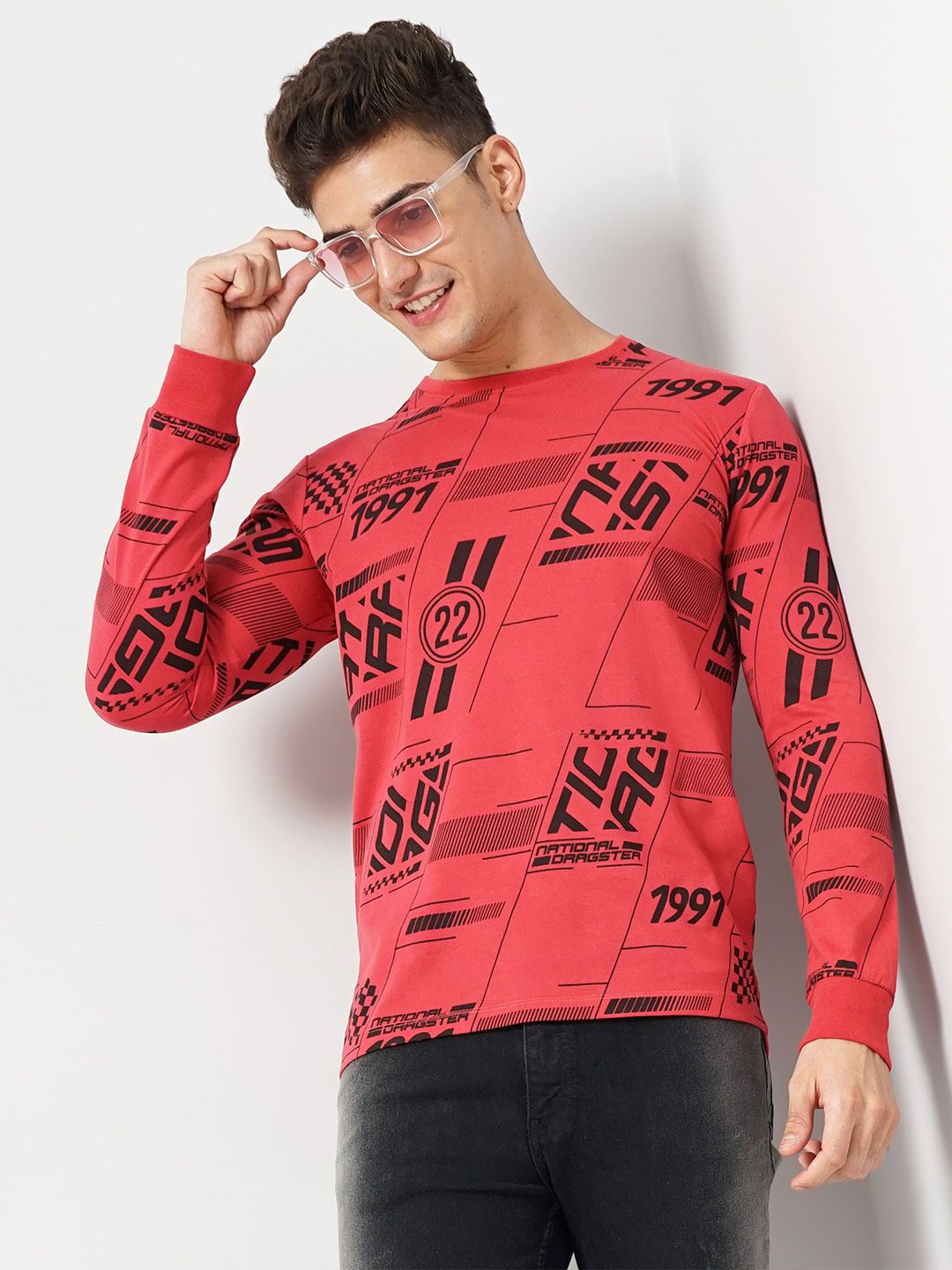 The Indian Garage Co Typography Printed Round Neck T-shirt