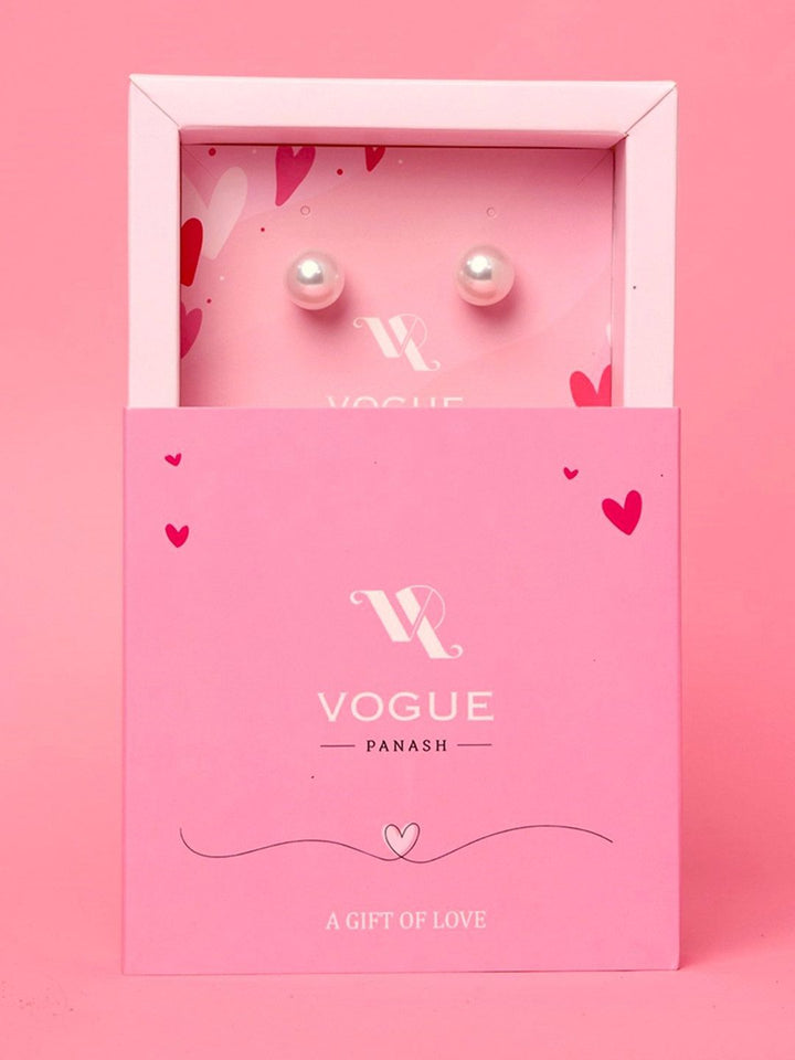 VOGUE PANASH Gold Plated Pearl Beaded Contemporary Studs Earrings