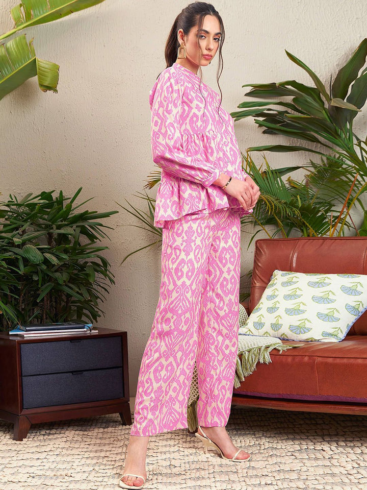 SASSAFRAS Printed Tiered Shirt With Palazzos