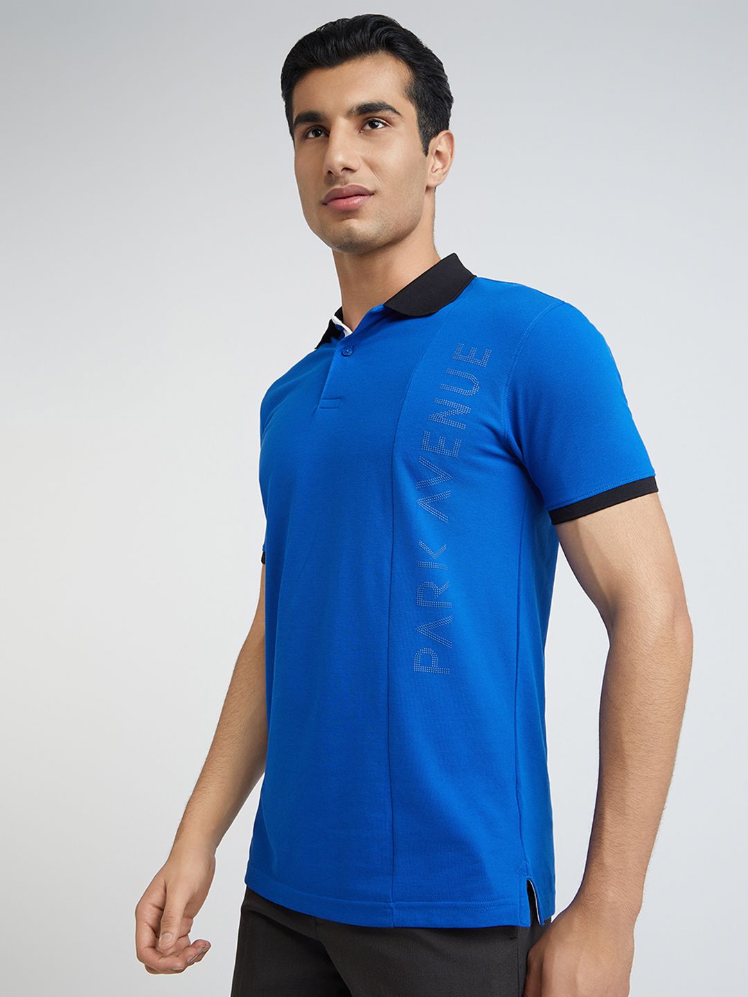 Park Avenue Men Typography Printed Polo Collar Cotton T-shirt