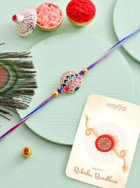 Voylla Men Peacock Inspired Enamelled Thread Rakhi