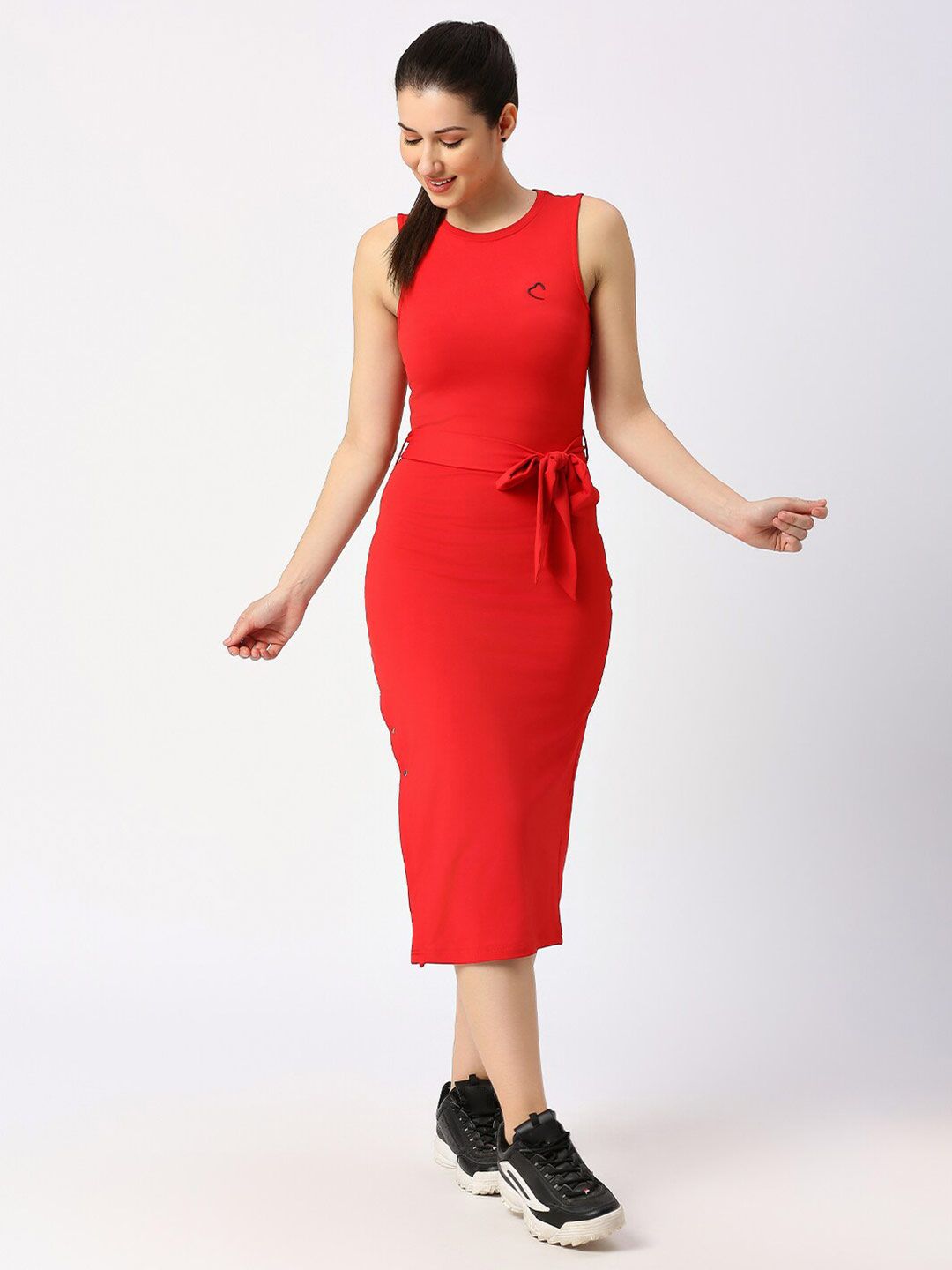 Being Human Round Neck Sleeveless Sheath Midi Dress