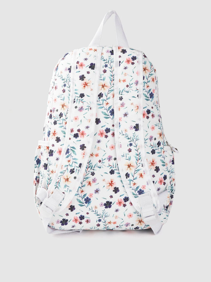 Lino Perros Women White & Green Floral Print 13 Inch Laptop Backpack