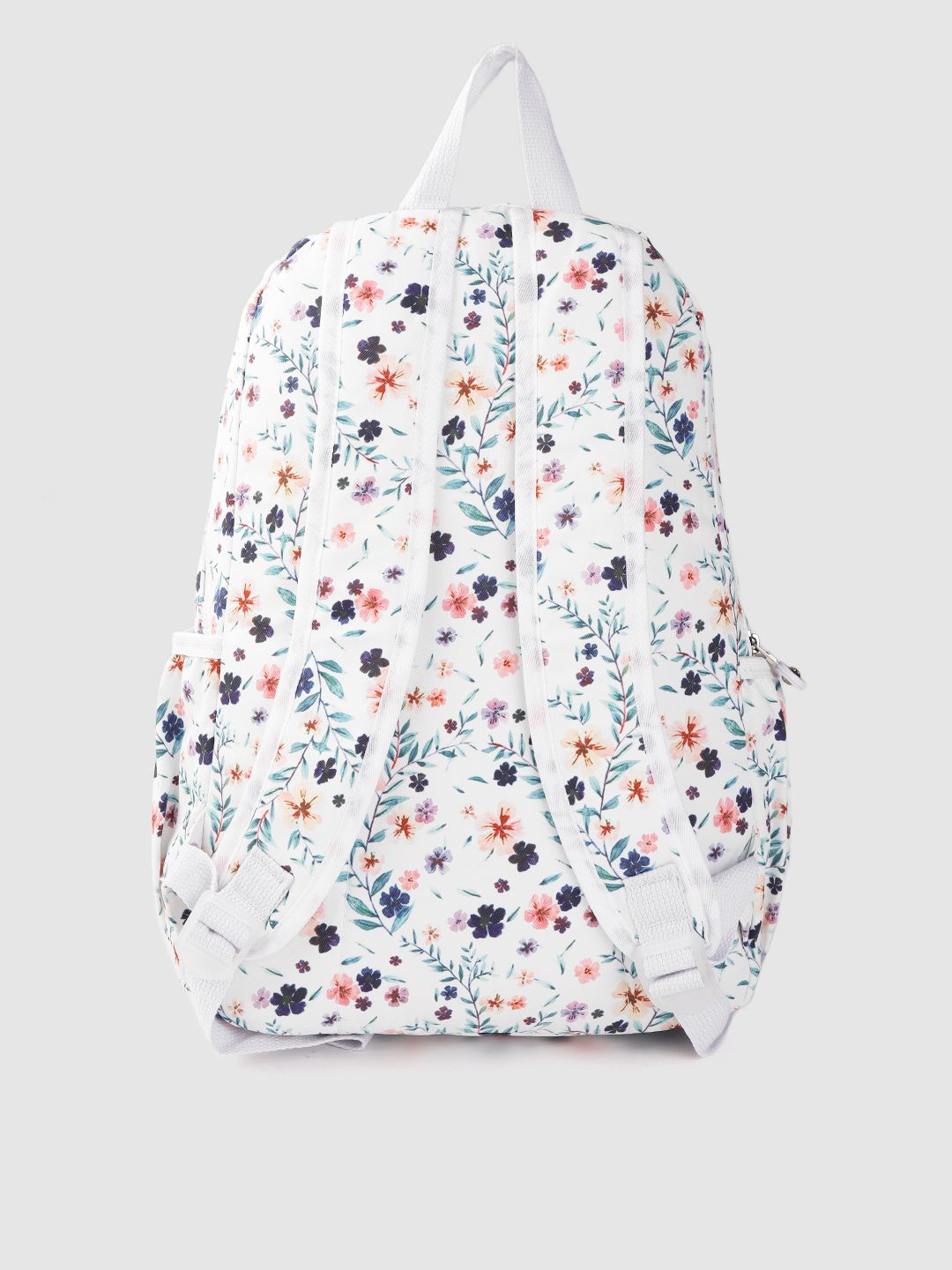 Lino Perros Women White & Green Floral Print 13 Inch Laptop Backpack