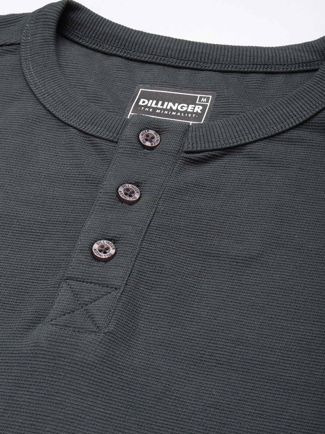 DILLINGER Men Henley Neck Honeycomb Structure T-shirt