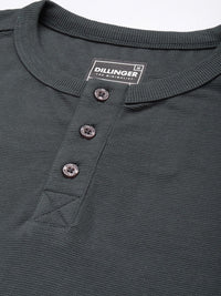 DILLINGER Men Henley Neck Honeycomb Structure T-shirt
