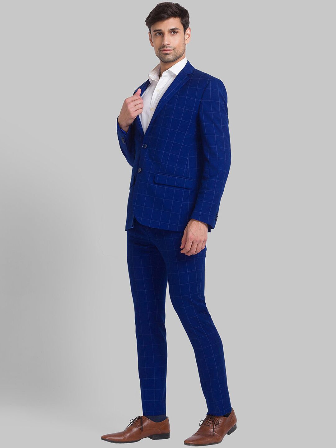 Park Avenue Men Checked Super Slim Fit 2 Piece Formal Suit