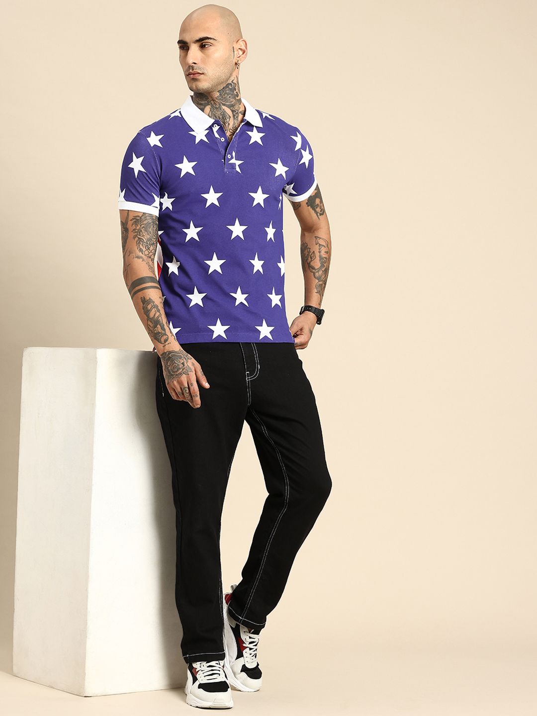 Being Human Pure Cotton Captain America Printed Polo Collar T-shirt