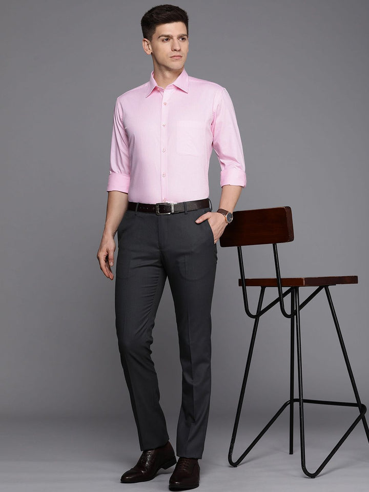 Raymond Men Slim Fit Micro Checks Pure Cotton Formal Shirt