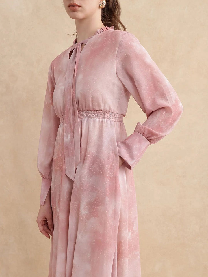 RAREISM Women LIKP PRIMARY PINK Print Fit & Flare Midi Cotton Dress