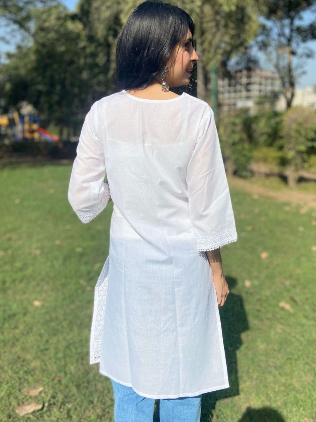 KALINI Women Pure Cotton Embroidered Straight Kurta for Holi day