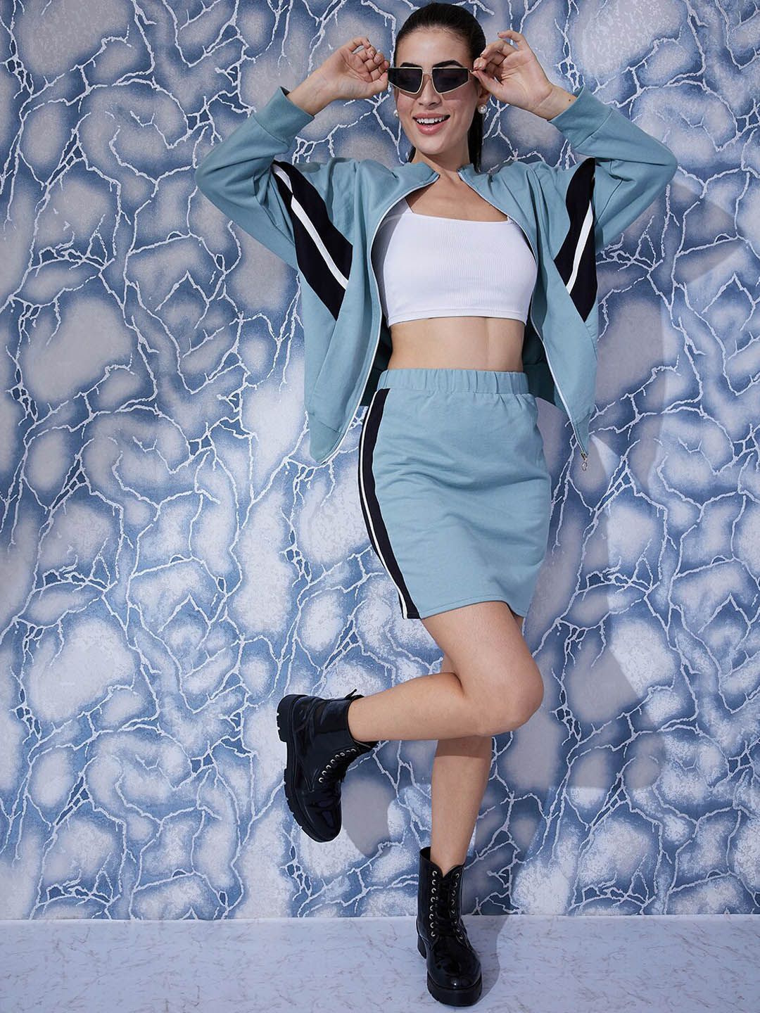 Athena Colourblocked Sweatshirt With Straight Skirt Co-Ords
