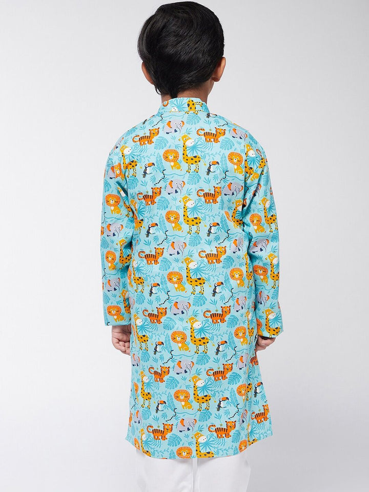 SOJANYA Boys Sea Green Printed Kurta