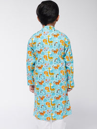 SOJANYA Boys Sea Green Printed Kurta