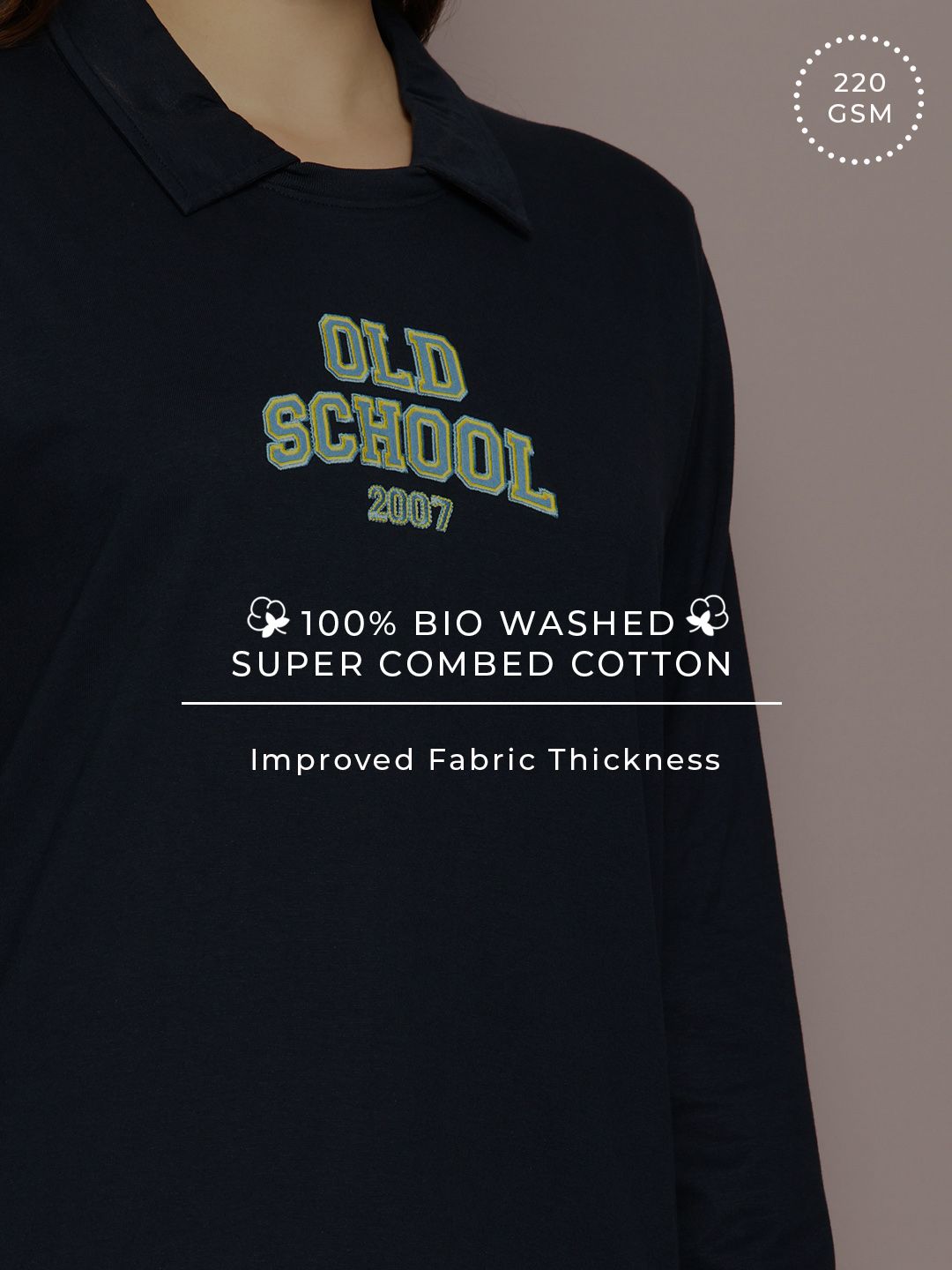 DILLINGER Typography Printed Polo Collar Oversized Pure Cotton T-shirt