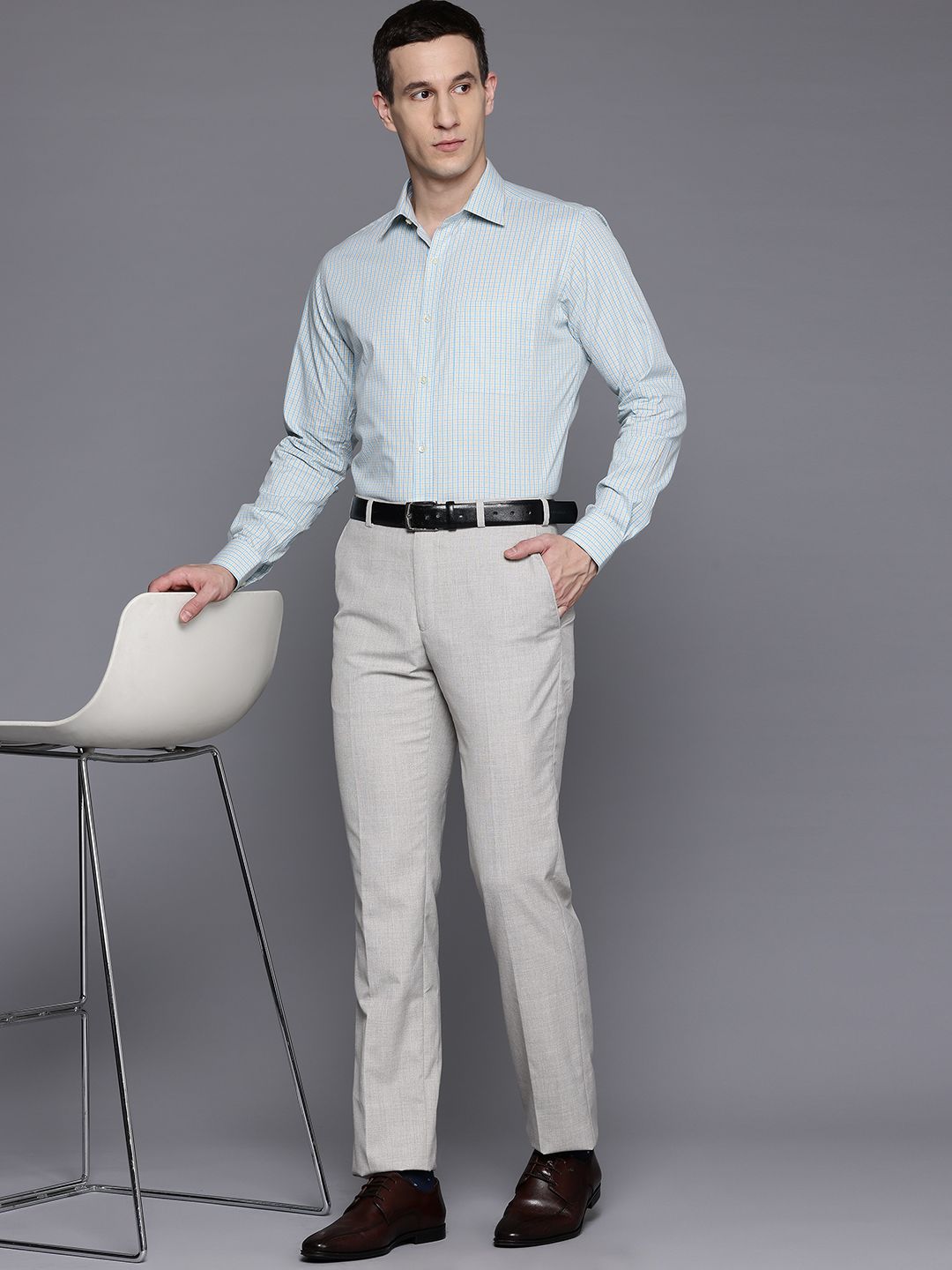 Raymond Pure Cotton Slim Fit Checked Formal Shirt