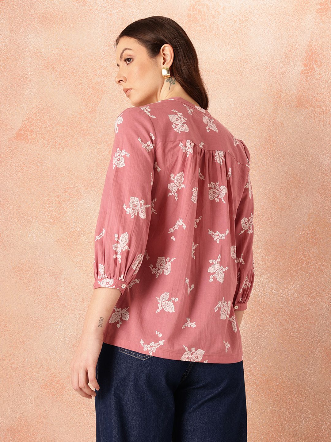 all about you Floral Print Puff Sleeves Cotton Top