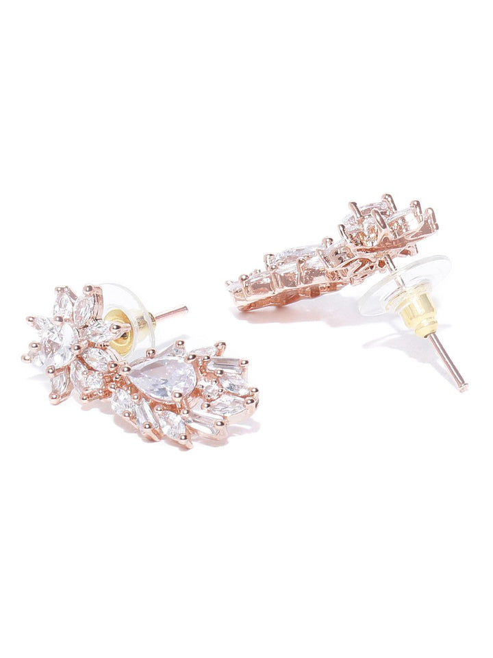 Priyaasi Rose Gold-Plated AD & CZ Studded Jewellery Set
