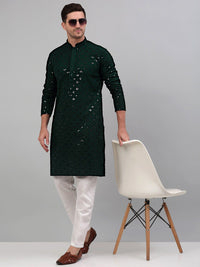 Jompers Mandarin Collar Embroidered Chikankari Straight Kurta With Pyjamas
