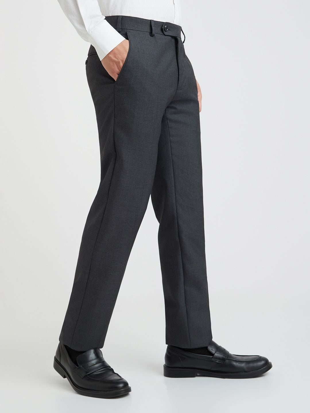 Raymond Men Charcoal Grey Slim Fit Formal Trousers
